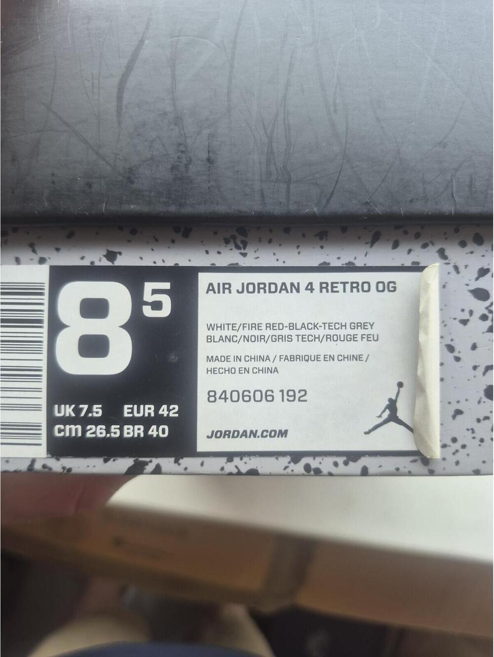 Air Jordan 4 Retro White/Cement Grey/Black Red Sneakers US 8 - Picture 11 of 11